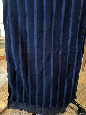 Navy Blue Striped Knit Scarf Indigo Cloth look and feel